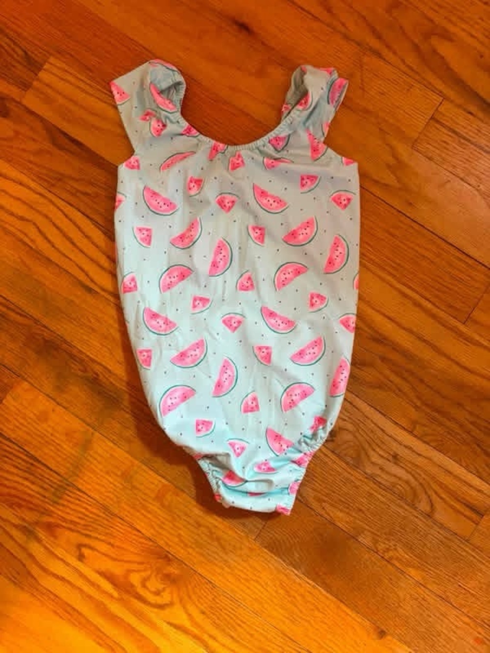 Girls Light Blue Watermelon Print One-Piece Swimsuit